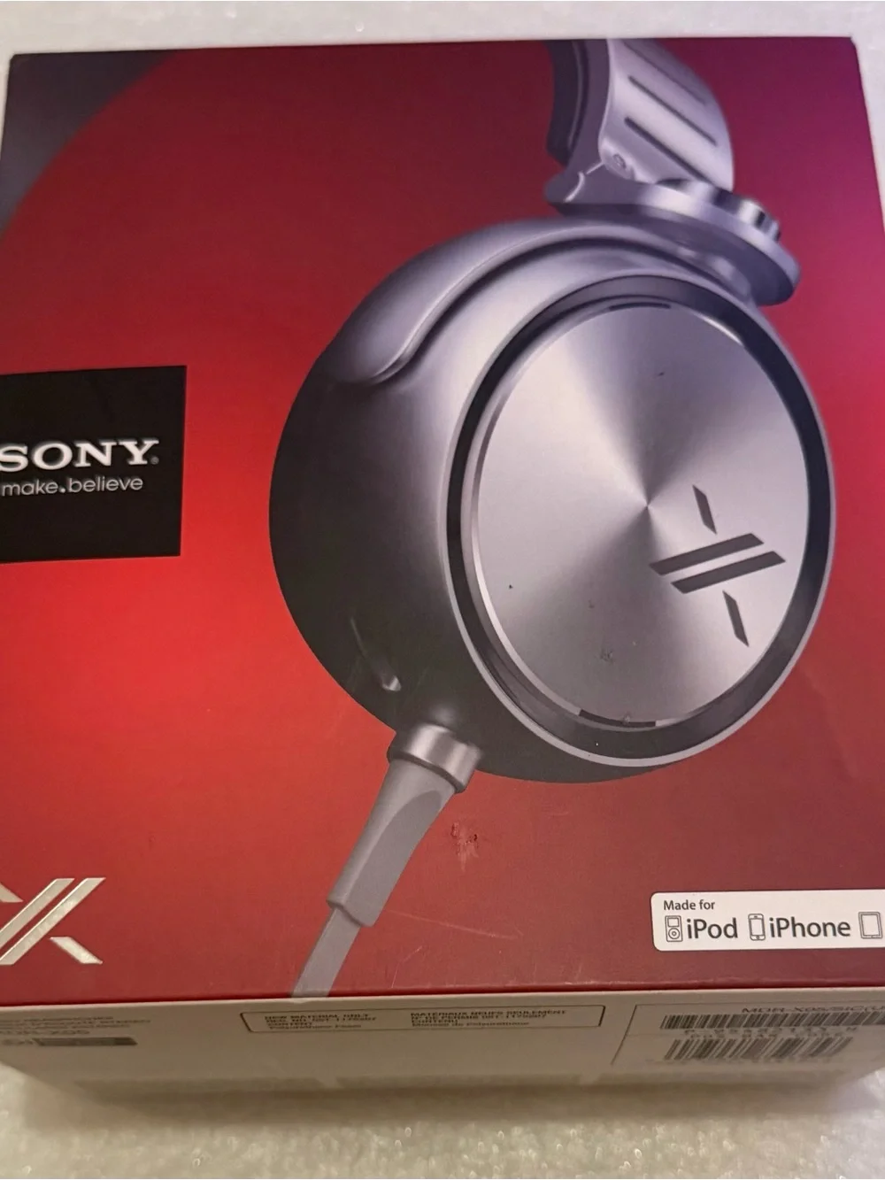 Sony Red Packaging with Silver Logo - MDR-X05 Box